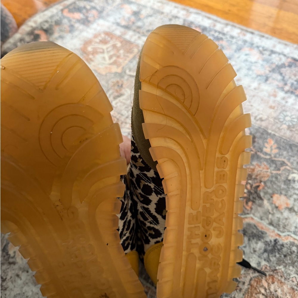 Marc Jacobs Olive Suede & Leopard Print Sneakers - Picture 2 of 7